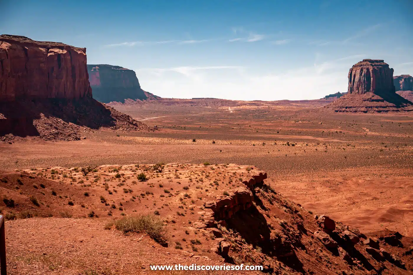 View over the valley floor and distant buttes from John Ford's Point in Monument Valley