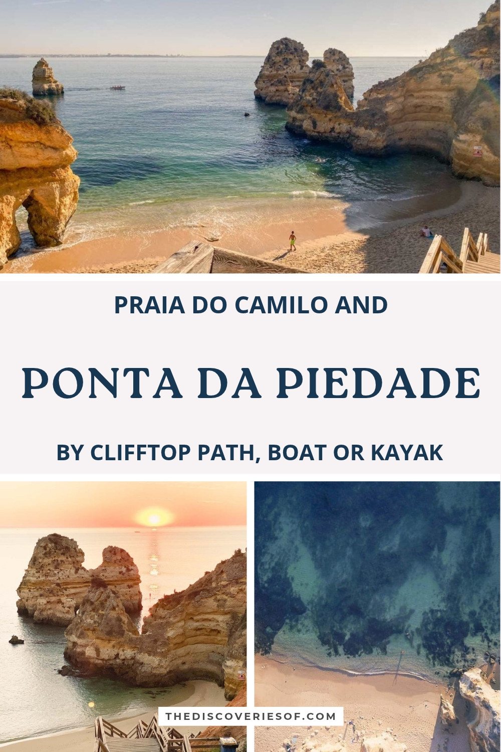 Praia do Camilo and Ponta da Piedade by clifftop path, boat or kayak